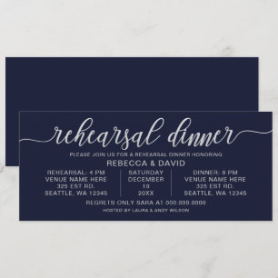 Probe Navy und Silver Calligraphy Einladung