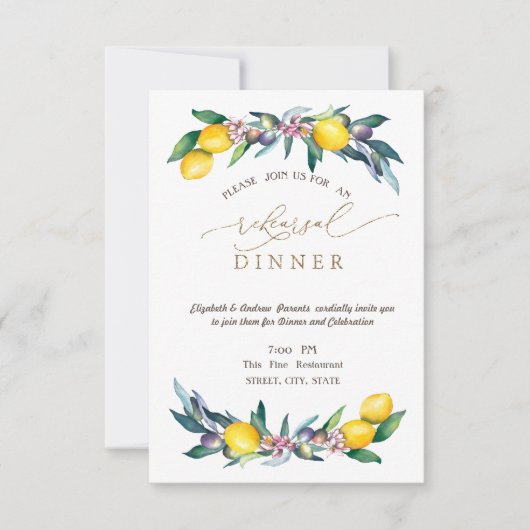 Probe Olive  Abendessen Einladung (Vorderseite)