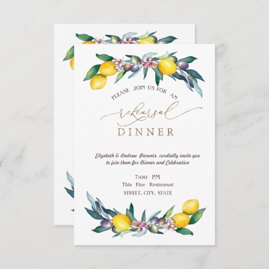 Probe Olive Abendessen Einladung (Vorne/Hinten)