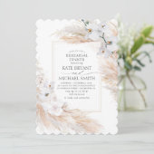 Probe Pampas Grass und Weiße Orchideen Abendessen Einladung (Stehend Vorderseite)