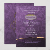 Probe Plum and Gold Damask Einladung (Vorne/Hinten)