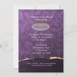 Probe Plum and Gold Damask Einladung