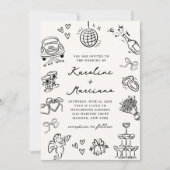 Probe QR-Code für handgezogene Doodles Einladung (Vorderseite)