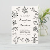 Probe QR-Code für handgezogene Doodles Einladung (Stehend Vorderseite)