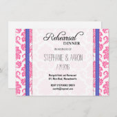 Probe "Rosa und Blauer Damast" Einladung (Vorne/Hinten)