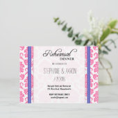 Probe "Rosa und Blauer Damast" Einladung (Stehend Vorderseite)