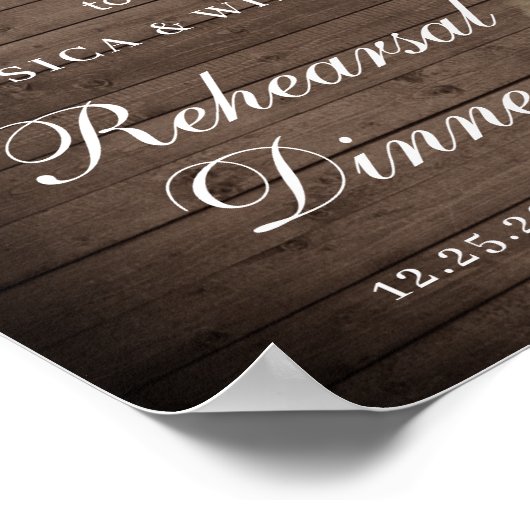 Probe Rosenblumen Abends Unterschrift Holz & Weißr Poster (Ecke)