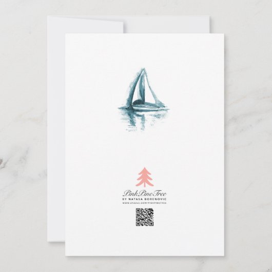 Probe Segelboot Wasserfarbe einladen Einladung (Rückseite)