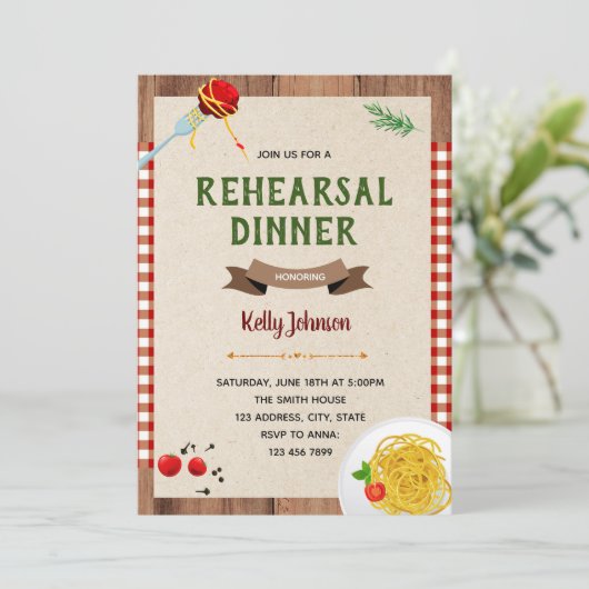 Probe Spaghetti Einladung (Stehend Vorderseite)