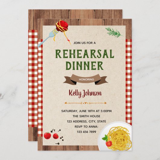 Probe Spaghetti Einladung (Vorne/Hinten)