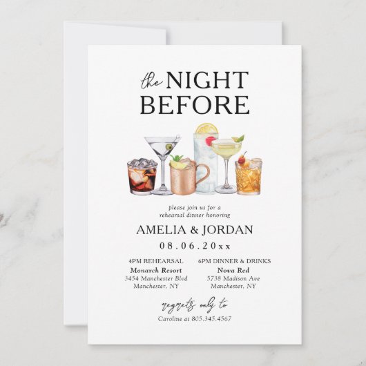 Probe und Getränke am Abend im Hotel Einladung (Vorderseite)