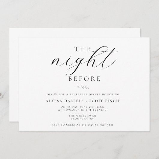 Probe vor dem Zweig Einladung (Vorne/Hinten)