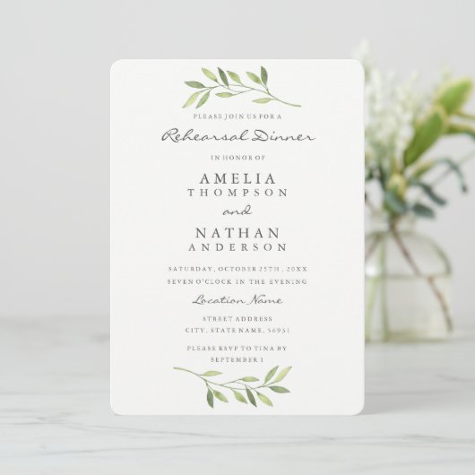 Probe Wasserfarbe Leaf Einladung (Stehend Vorderseite)