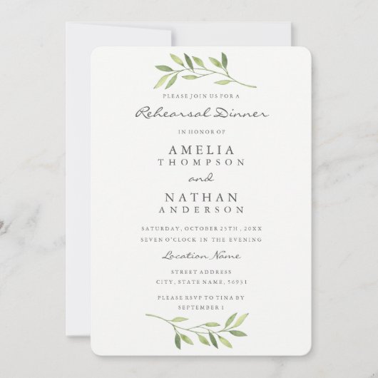 Probe Wasserfarbe Leaf Einladung (Vorderseite)