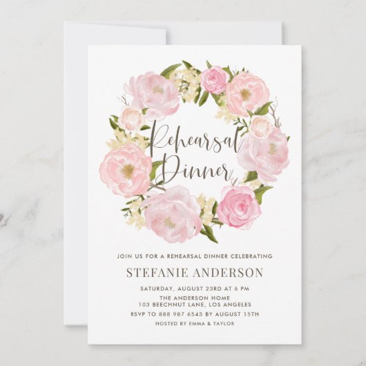 Probe Watercolor Pink Peony Einladung (Vorderseite)