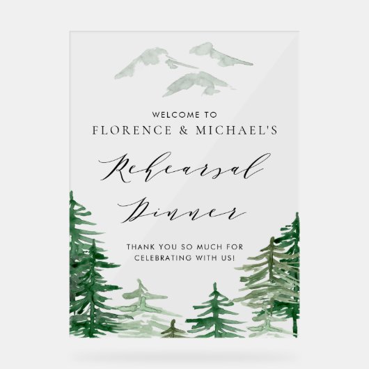 Probe Watercolor Woodland Willkommen Acrylschild (Vorderseite)