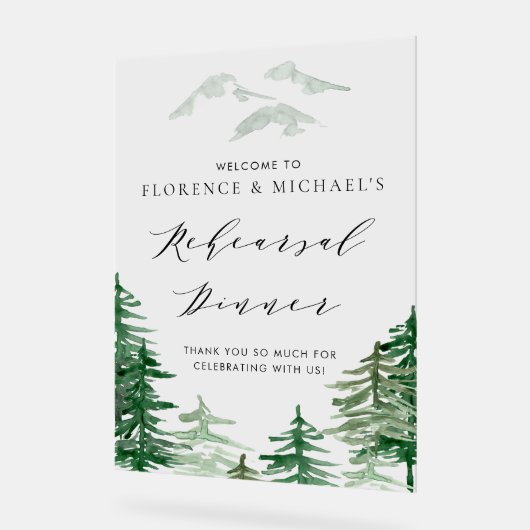 Probe Watercolor Woodland Willkommen Acrylschild (Winkel)