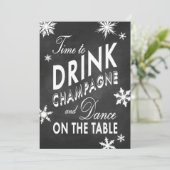 Probe Winter Abendessen Zeit zum Trinken Champagne Einladung (Stehend Vorderseite)