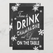 Probe Winter Abendessen Zeit zum Trinken Champagne Einladung (Vorne/Hinten)