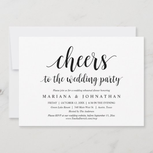 Probe zum Abendessen bei Hochzeiten Party Einladung (Vorderseite)