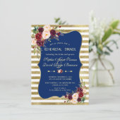 Probe zum Abendessen mit Blütengeflecht Einladung (Stehend Vorderseite)