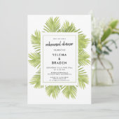 Probe zum Abendessen mit tropischen Palmen Einladung (Stehend Vorderseite)