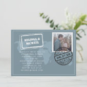 Probe zum Weltkarte-Hochzeit in Urlaubsort Einladung (Stehend Vorderseite)