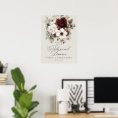 Probedinner burgunder weiß elegante Begrüßung Poster (Heimbüro)