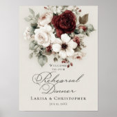 Probedinner burgunder weiß elegante Begrüßung Poster (Vorne)