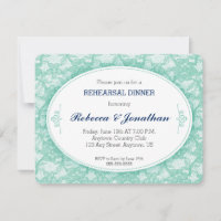 Probedinner-Einladung Teal Lace Vintage