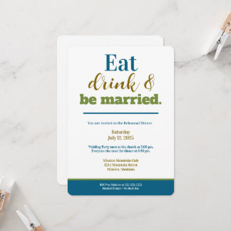 Probedinner Essen Trinken & Heiraten Grün Blau Einladung