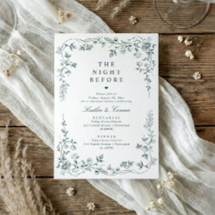 Probedinner im Vintage-Stil Smaragdgrün Floral Einladung
