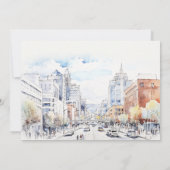 Probedinner in Omaha Nebraska Aquarell-Landschaft Einladung (Rückseite)