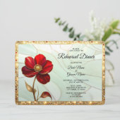 Probedinner mit roter Blumenfenstermalerei Einladung (Stehend Vorderseite)