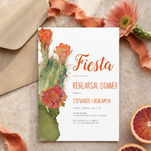 Probedinner-Party Fiesta Kaktus Blumen Aquarell Einladung
