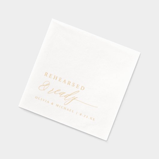 Probedinner Probiert & Fertig Hochzeit Gold Servietten Mit Folie (Links)