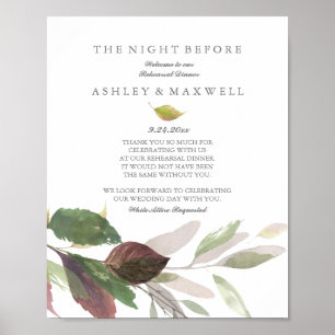 Probedinner-Tischschild Botanische Blätter Poster