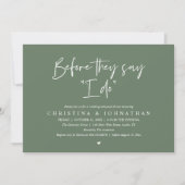 Probedinner vor der Hochzeit, bevor sie "Ich will" Einladung (Vorderseite)