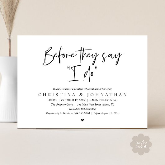 Probedinner vor der Hochzeit, bevor sie "Ich will" Einladung