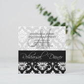 Proben-Abendessen-Einladungs-Damast-Monogramm Einladung (Stehend Vorderseite)