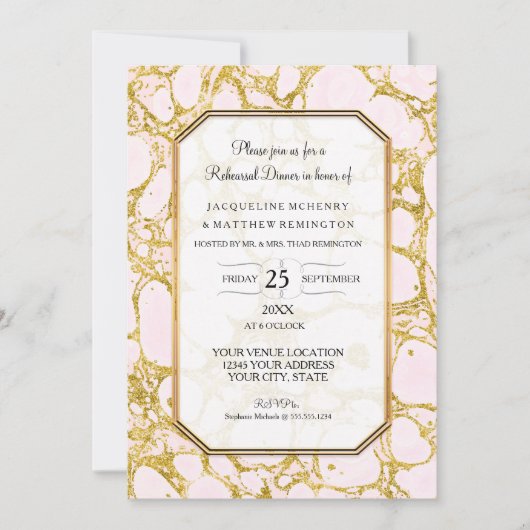 Proben-Abendessen gemarmortes Einladung (Vorderseite)