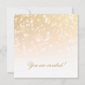 Proben-Abendessen-GoldBokeh Schein-Lichter Einladung (Rückseite)