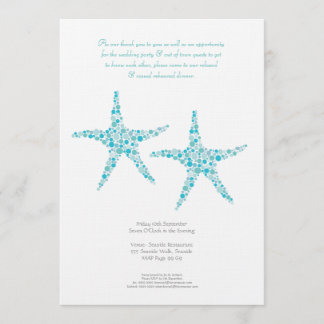 Proben-Abendessen-Hochzeits-Aqua-TürkisStarfish Einladung