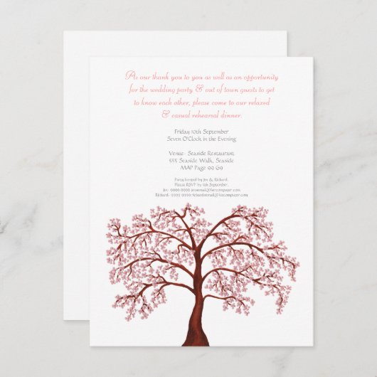 Proben-Abendessen-Kirschblüten-Kirschblüte-Baum Einladung (Vorne/Hinten)