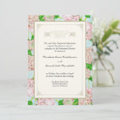 Proben-Abendessen - rosa Hydrangea-Spitze mit Einladung (Stehend Vorderseite)