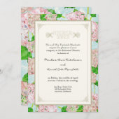 Proben-Abendessen - rosa Hydrangea-Spitze mit Einladung (Vorne/Hinten)