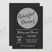 Proben-Abendessen-schwarzer und silberner Glitzer Einladung (Vorne/Hinten)