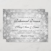 Proben-Abendessen-Silber-Winter-Märchenland Einladung (Vorne/Hinten)