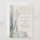 Proben-Abendessen-Wüsten-Kaktus-saftige hölzerne Einladung (Vorderseite)