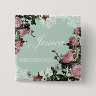 Proben-Brautpartyumbauten, Gitter-Rose Vintag Button